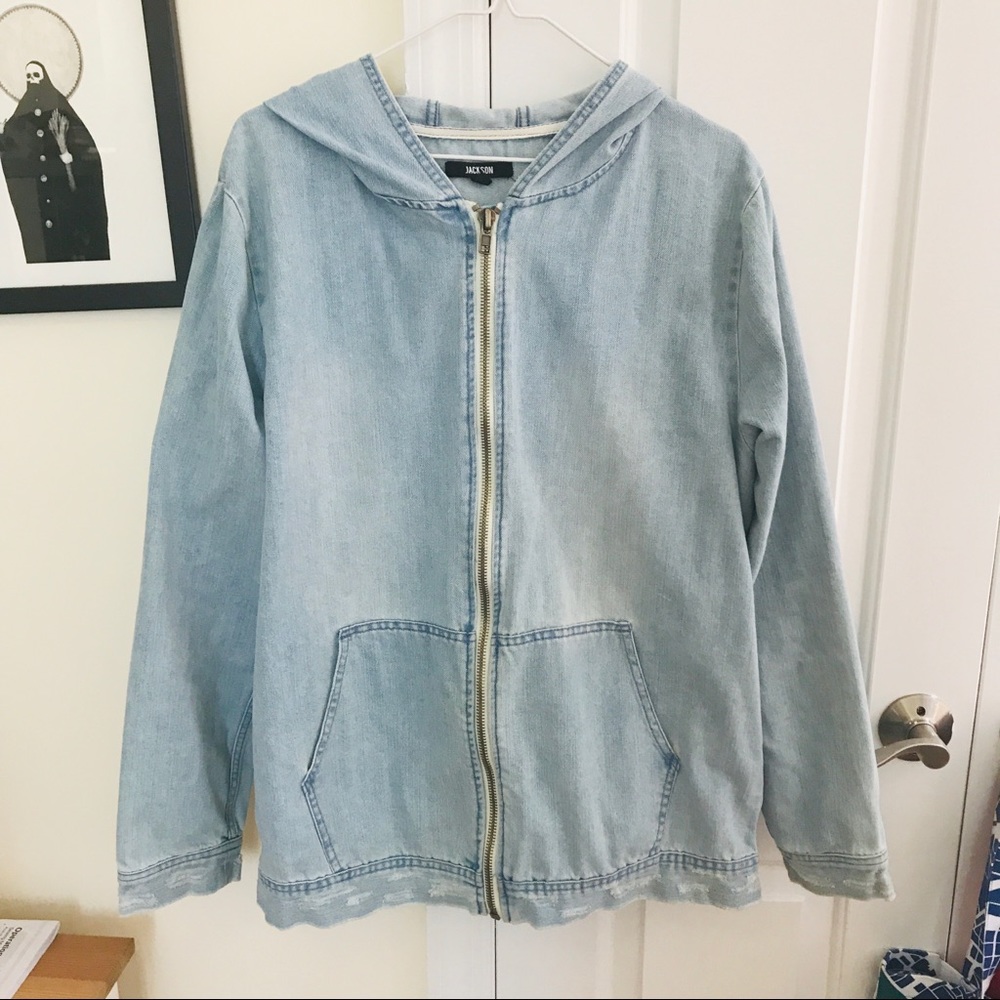 Ultralight 90s Style Zip Denim Coat w Hoodie 😎💙✨